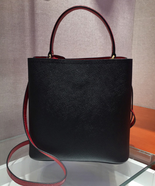Prada Panier Bag Black Red Medium Travel Bag
