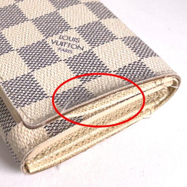 Louis Vuitton Bifold N61744 Damier Azur Portefeuille Leather Canvas White Wallet Case