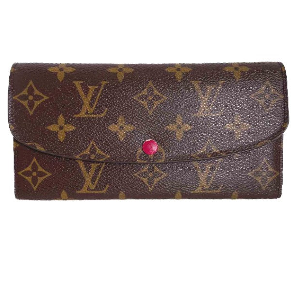 Louis Vuitton Long Purse M60697 Fuchsia Portefeuille Monogram Canvas Brown Wallet Case