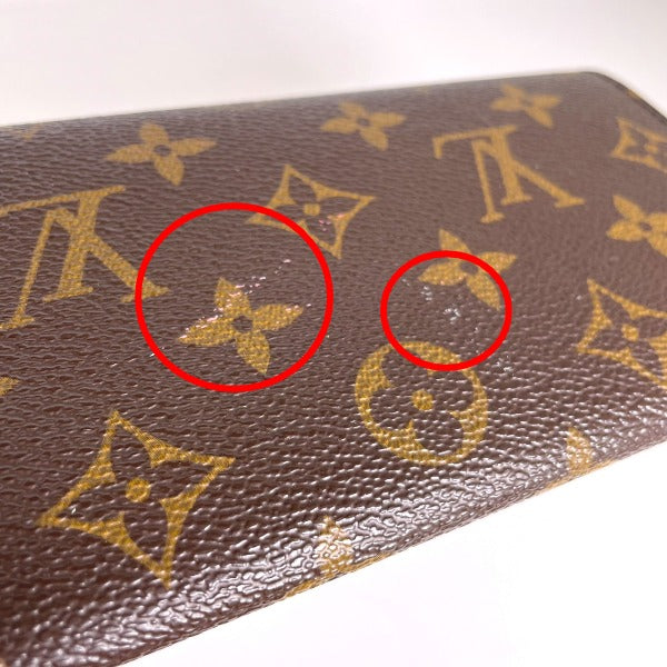 Louis Vuitton Long Purse M60697 Fuchsia Portefeuille Monogram Canvas Brown Wallet Case