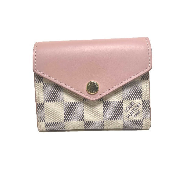 Louis Vuitton Tri-fold N60168 Damier Audrose Coin Canvas Wallet Case