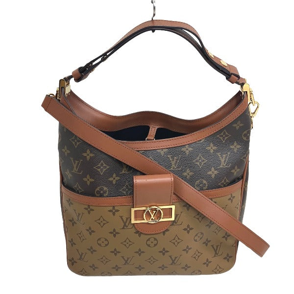 Louis Vuitton M45195 reverse Dauphine MM Monogram Canvas Brown Shoulder Bag