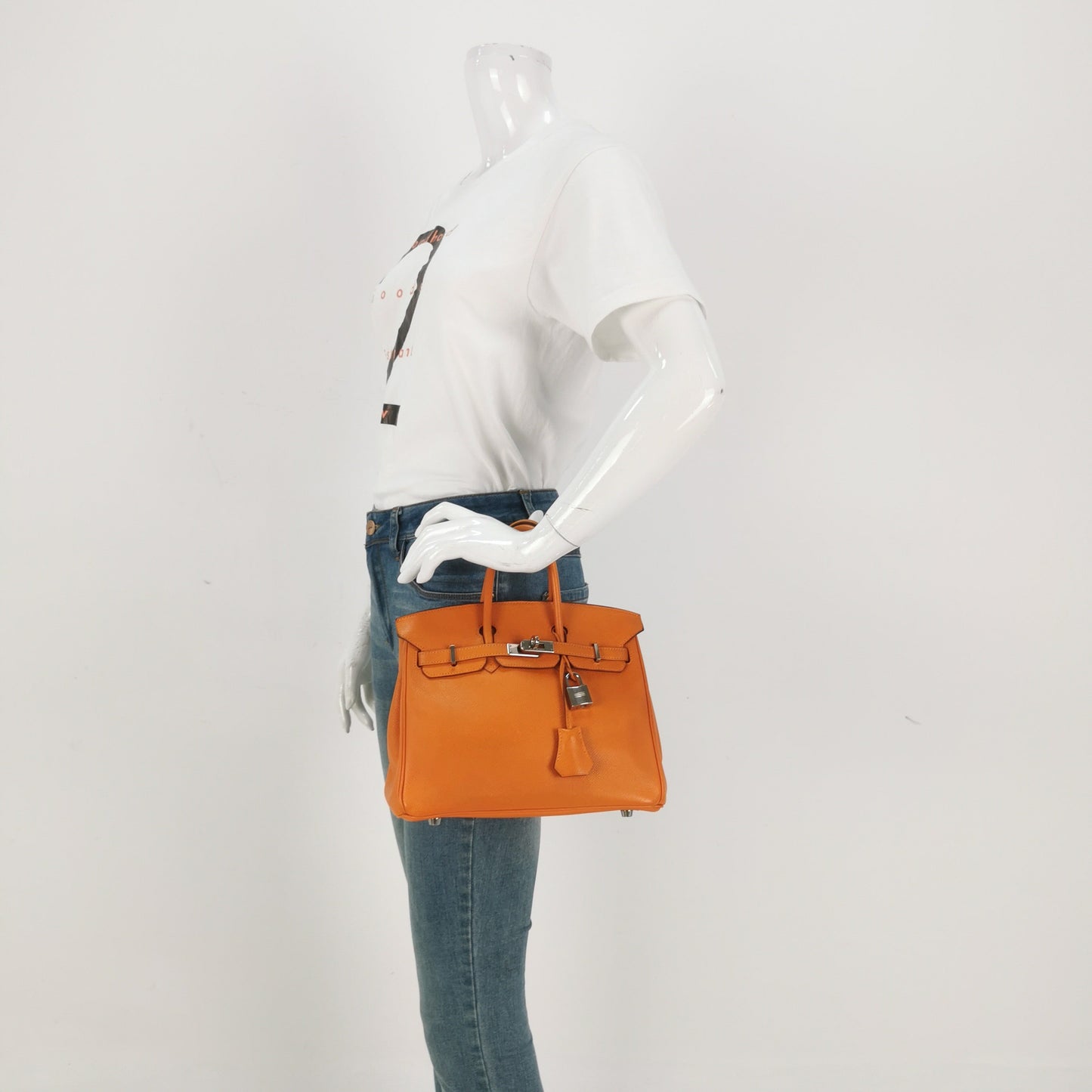 Hermes Birkin Orange H Epsom Palladium Hardware Handbag Leather Travel Bag