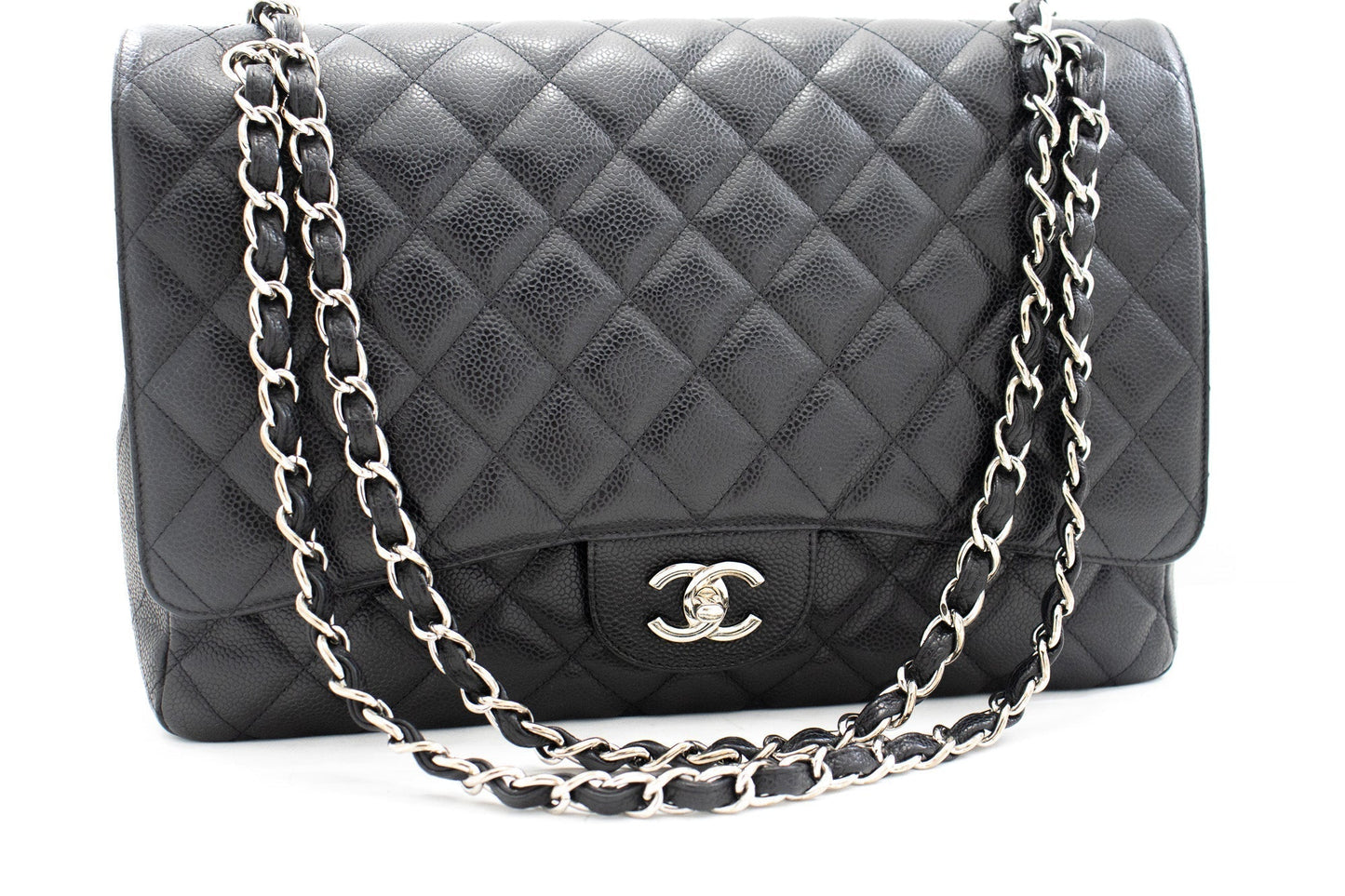 Chanel Caviar Grained Calfskin New Chain Shoulder Bag Black "