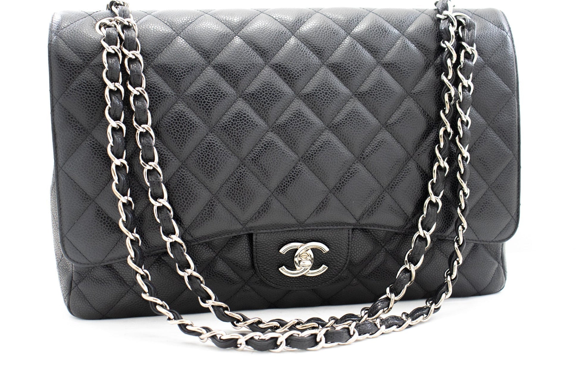Chanel Caviar Grained Calfskin New Chain Shoulder Bag Black "