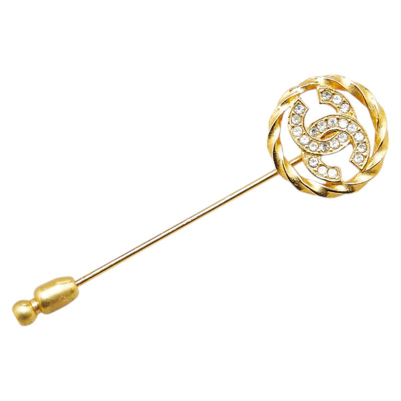 Chanel Gold Plated Coco Mark Rhinestone Brooch Bag