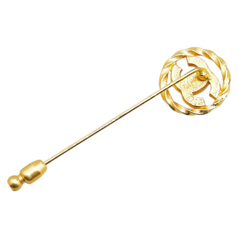 Chanel Gold Plated Coco Mark Rhinestone Brooch
