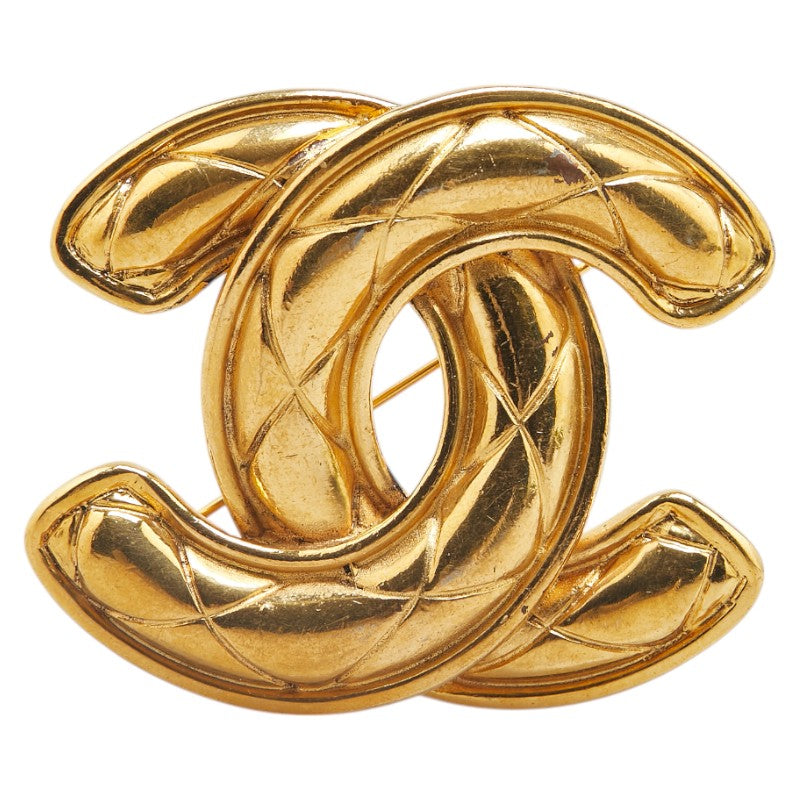 Chanel Gold Plated Coco Mark Matelasse Brooch Bag