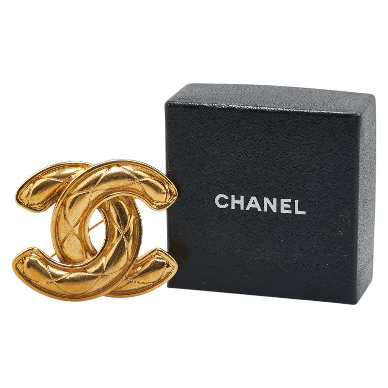 Chanel Gold Plated Coco Mark Matelasse Brooch