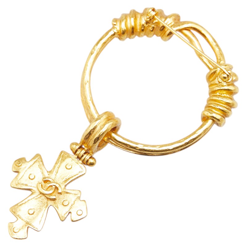 Chanel Gold Plated Coco Mark Cross Brooch 94P Bag