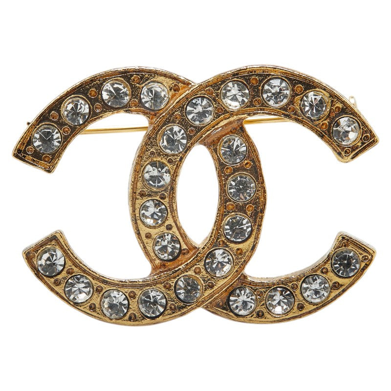 Chanel Gold Plated Coco Mark Rhinestone Brooch Bag