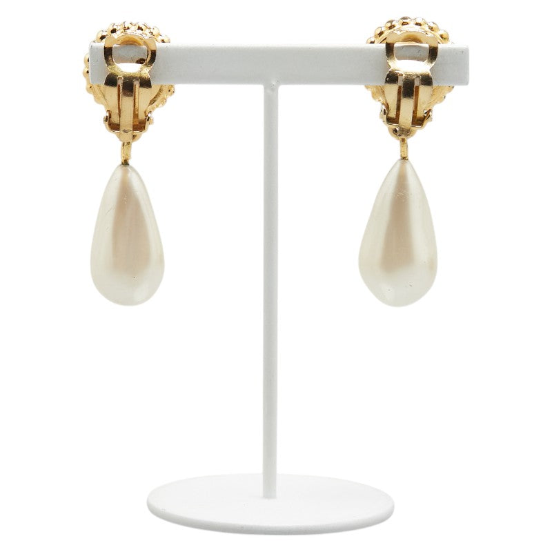 Chanel Round Clover Faux Pearl Earrings