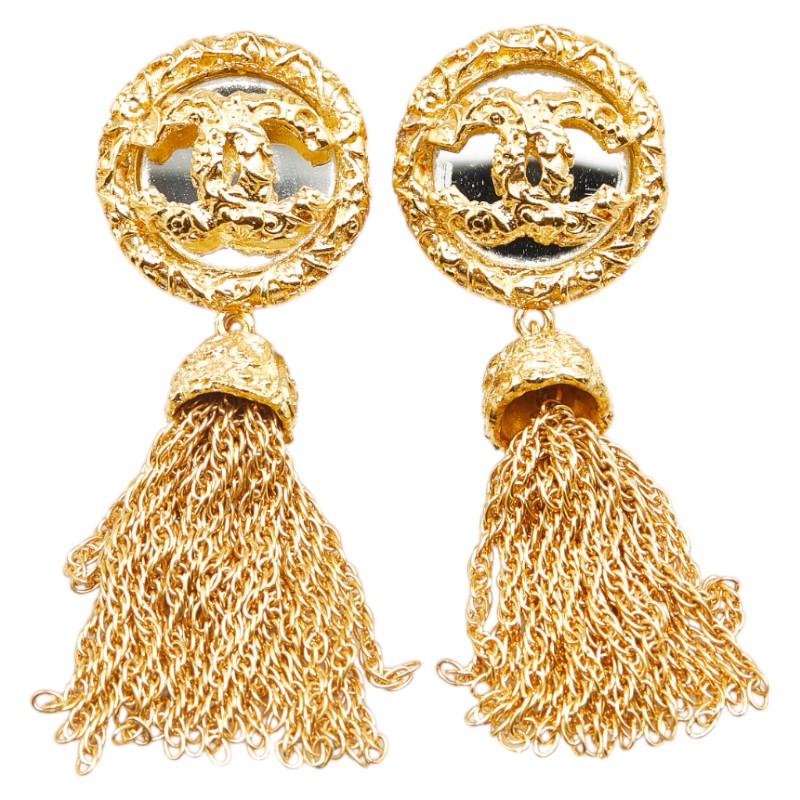 Chanel Coco Mark Lava Fringe Earrings
