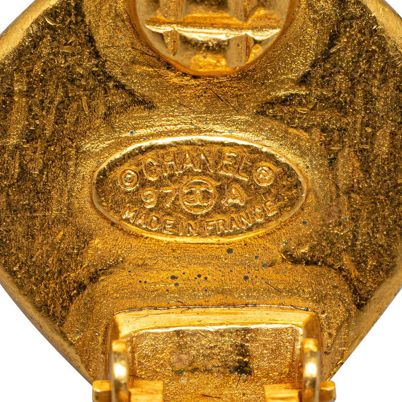 Chanel Coco Mark Stone Earrings Gold