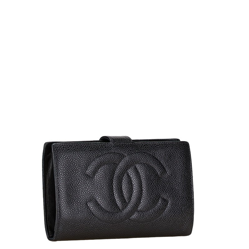 Chanel Coco Mark Caviar Long Wallet