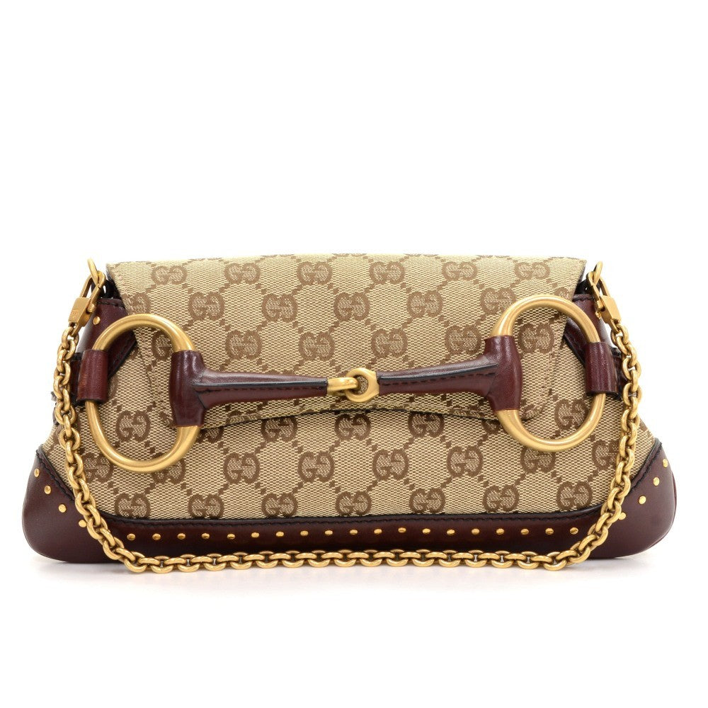 Gucci Horsebit Clutch Bag Canvas Monogram