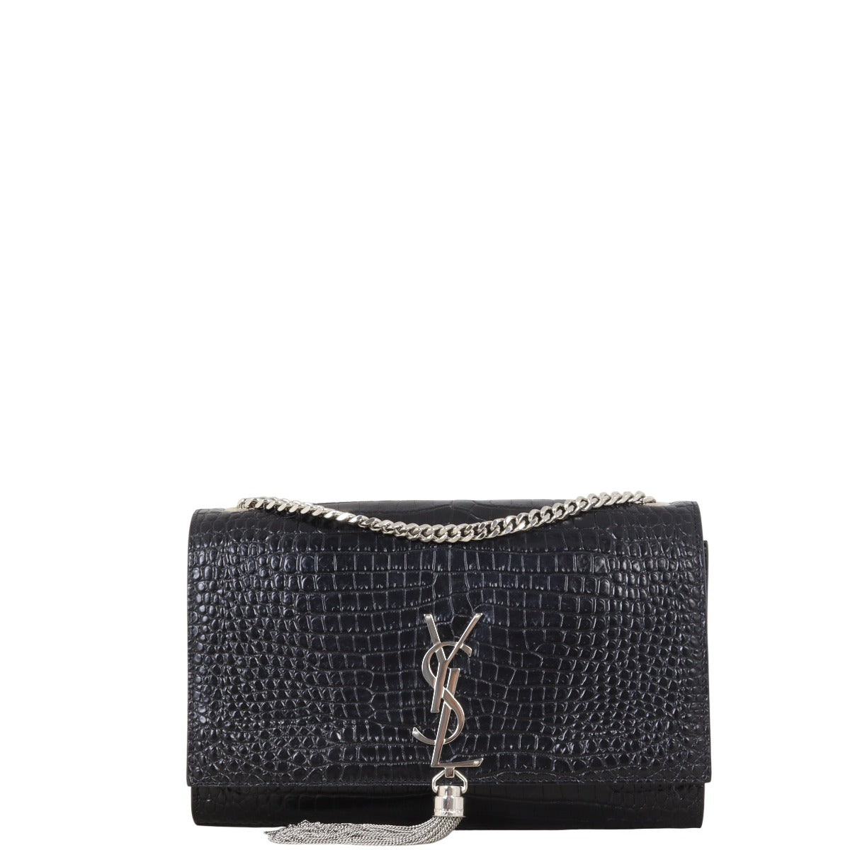 YSL Saint Laurent Kate Tassel Bag Croc Embossed Medium Chain Crossbody Bag Embossed 11032025