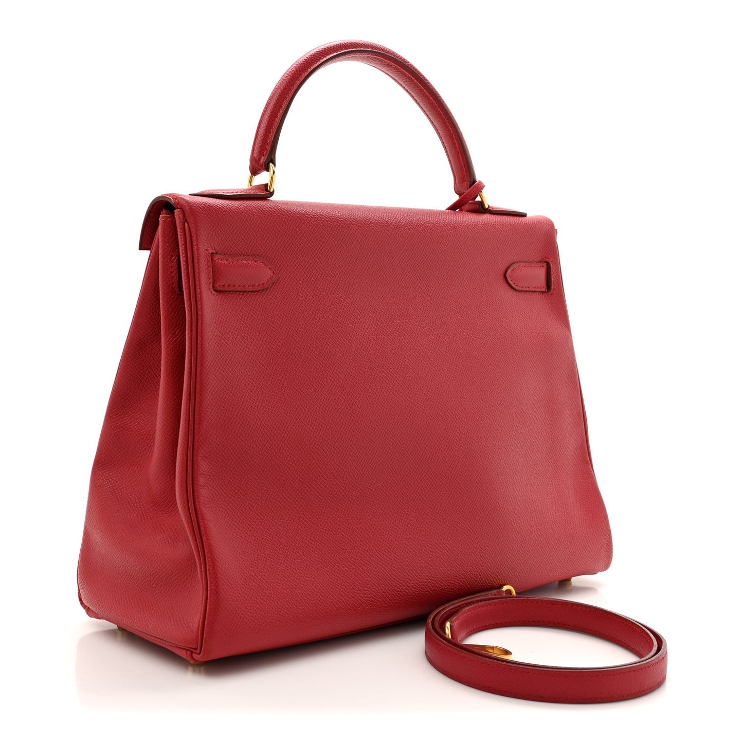 Hermes Epsom Kelly Retourne Rouge Vif Handbag Travel Bag