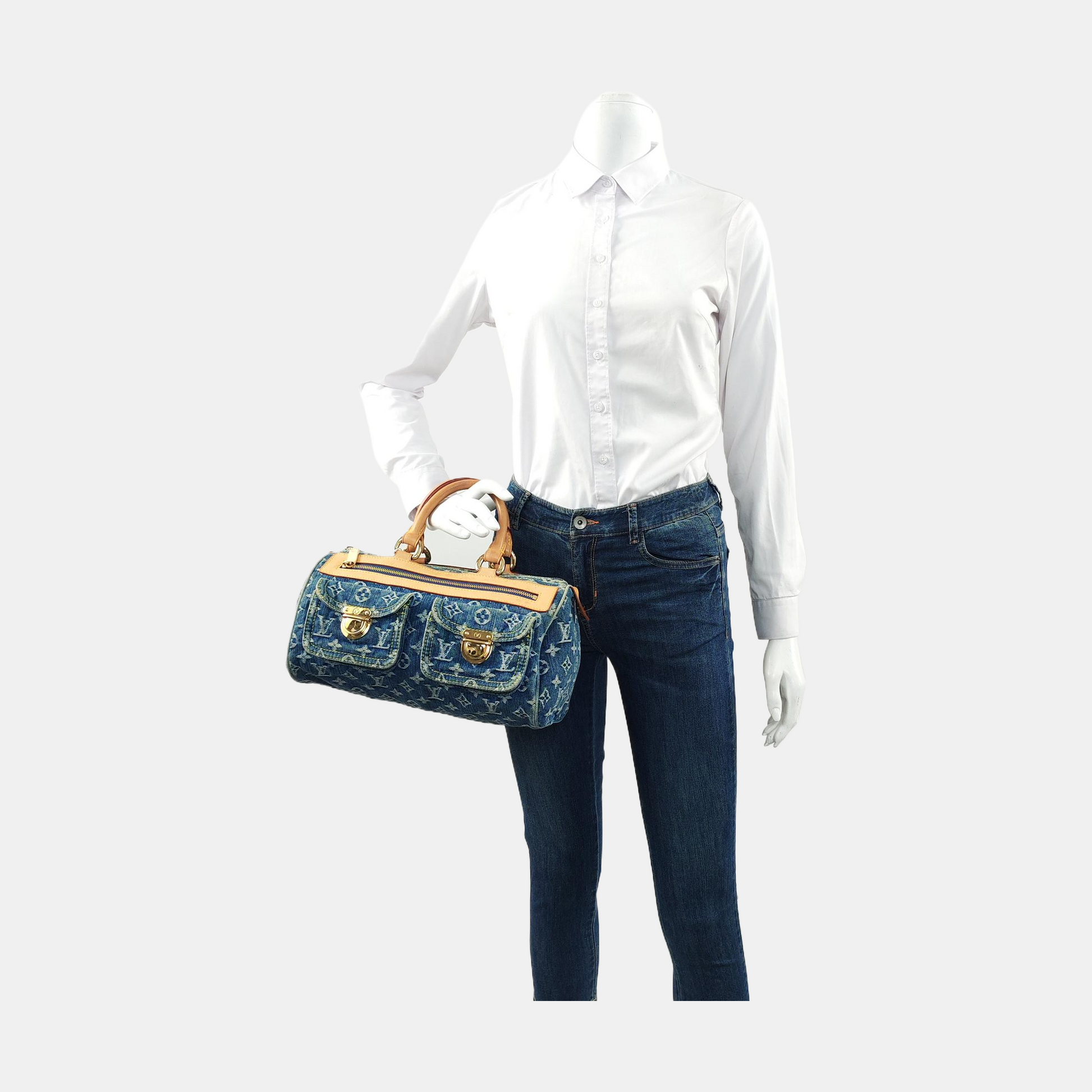 Louis Vuitton Neo Speedy Denim Boston Blue Travel Bag