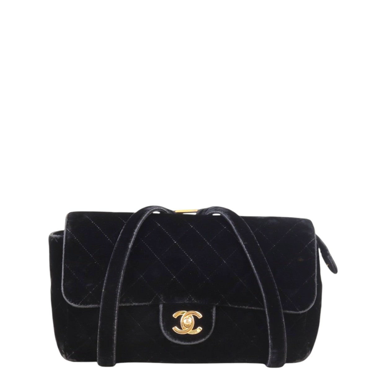 Chanel CC Flap Backpack Velvet Quilted Black