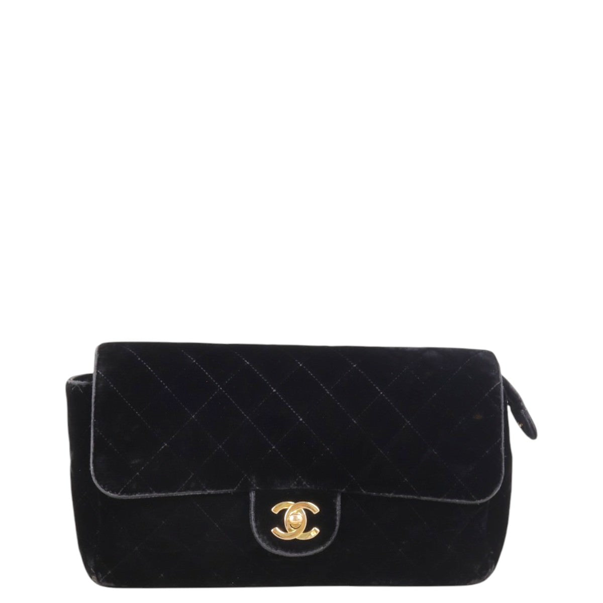 Chanel CC Flap Backpack Velvet Quilted Black