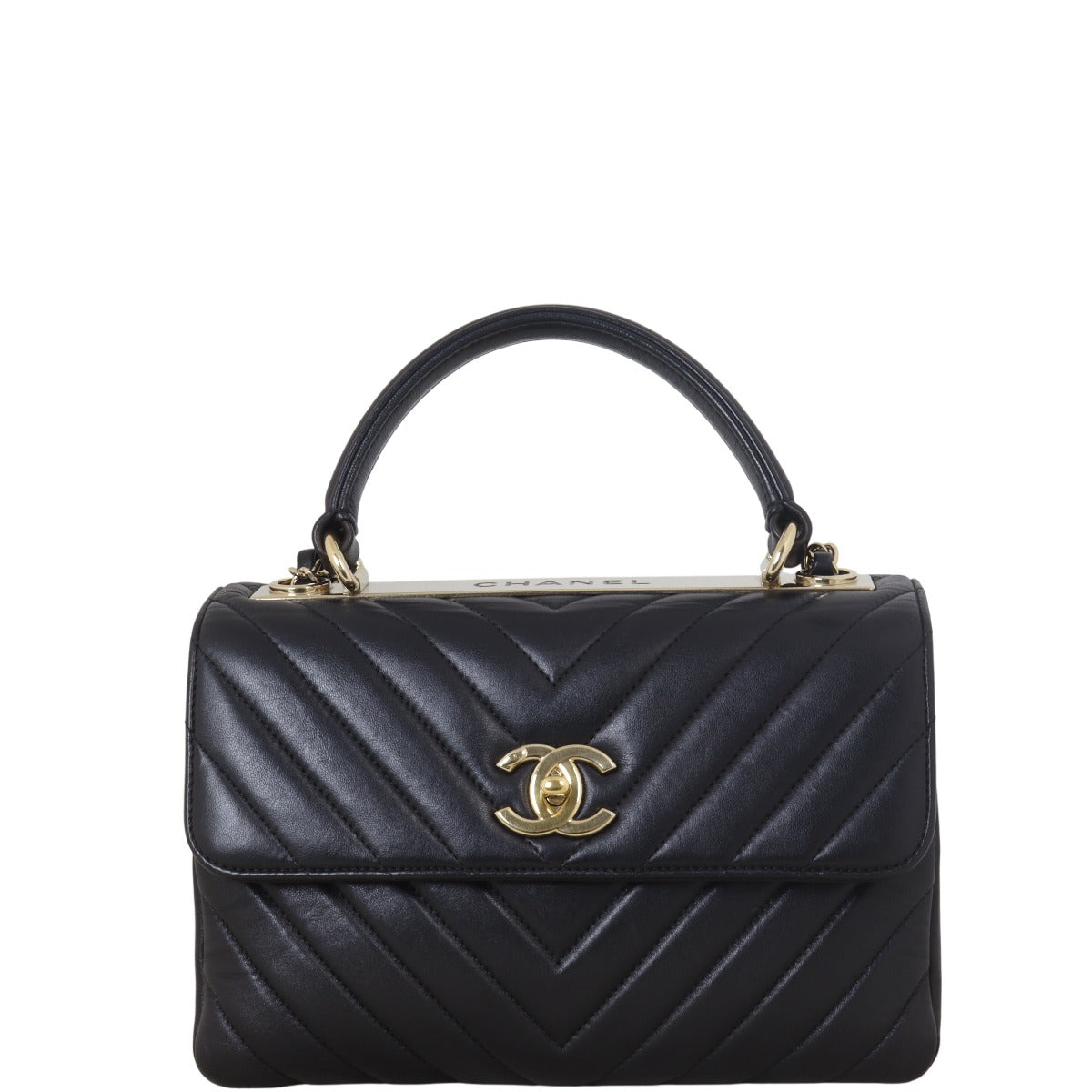 Chanel CC Trendy Chevron Handbag Quilted Black Crossbody Bag