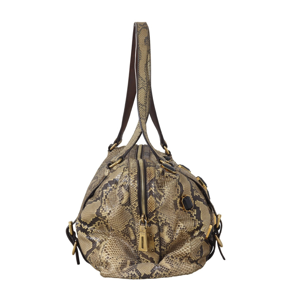 Prada Python Jewelled Tote Handbag Medium Tote Bag
