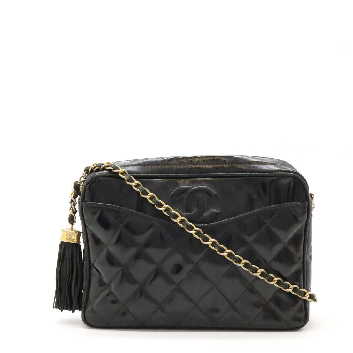 Chanel Patent Leather Matelassé Coco Mark Chain Shoulder Bag