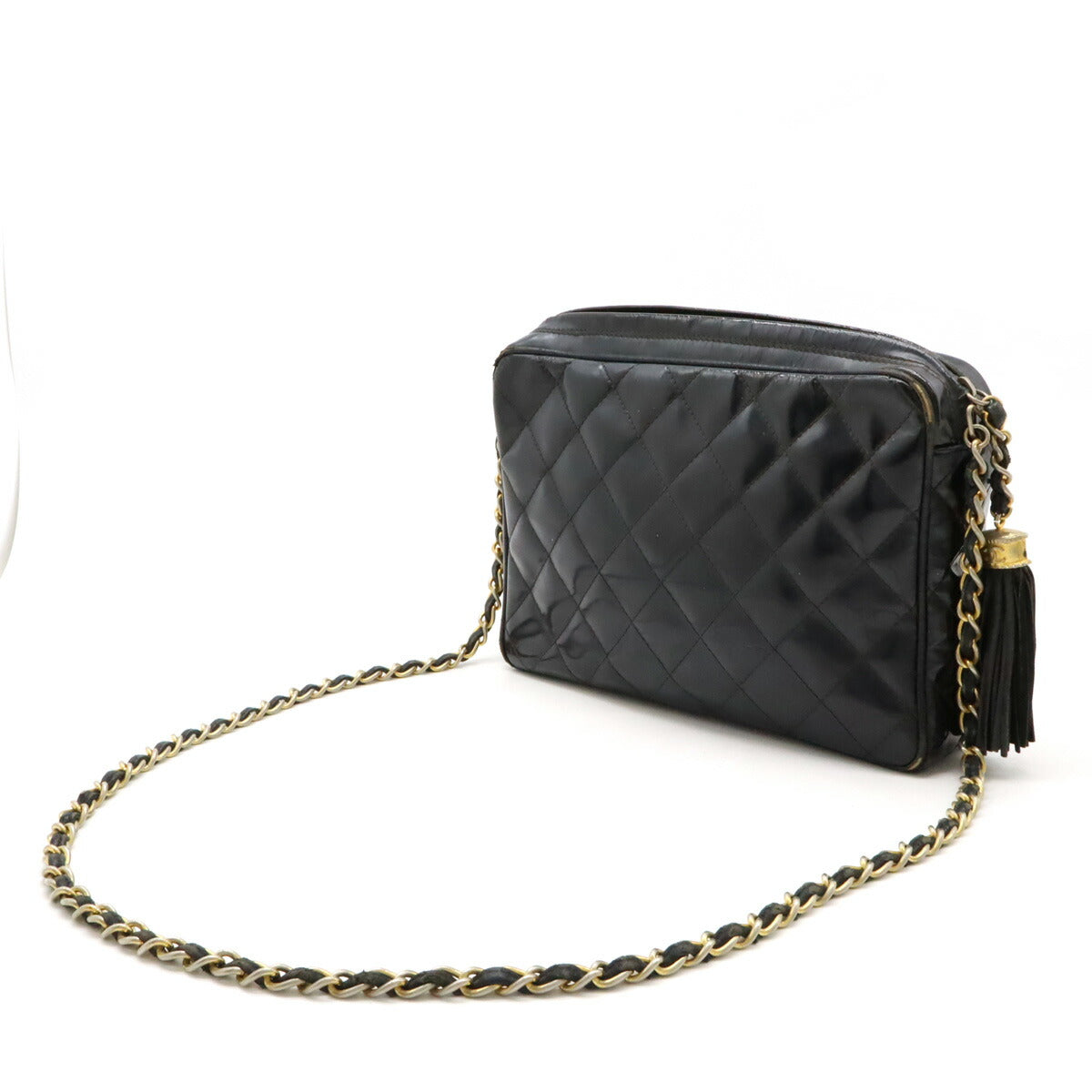 Chanel Patent Leather Matelassé Coco Mark Chain Shoulder Bag