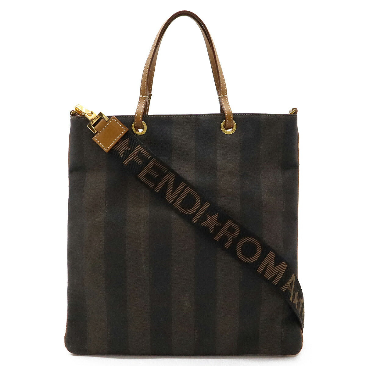 Fendi Pvc Pequin 2Way Handbag Leather Travel Bag