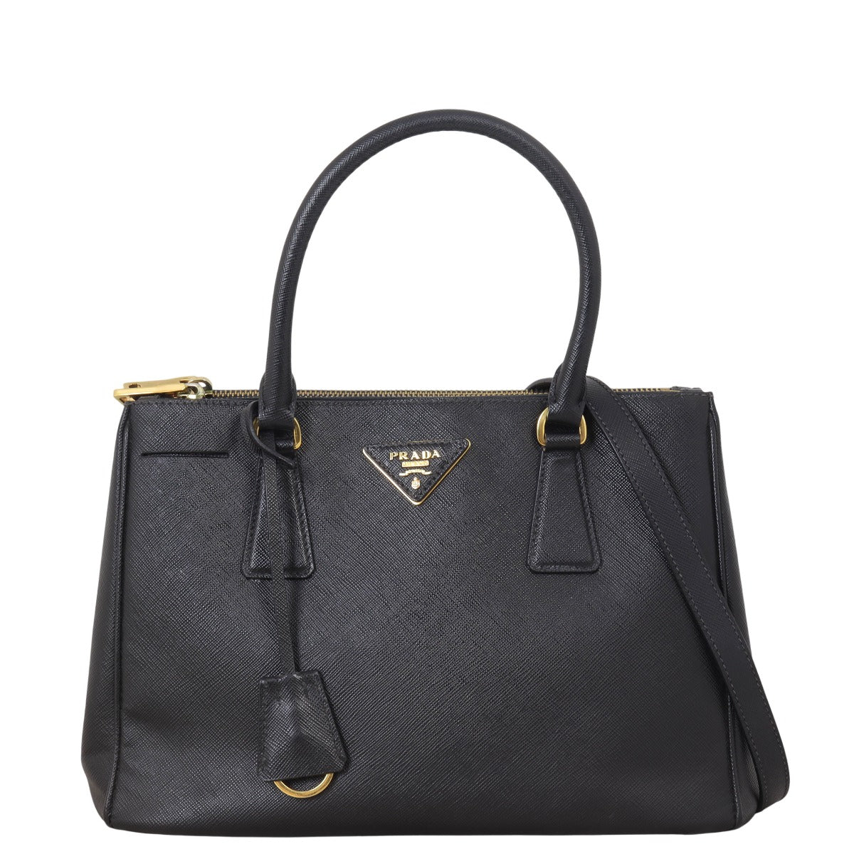 Prada Tote Bag Lux Galleria Double Tote 3 Saffiano Black Small Shoulder Bag