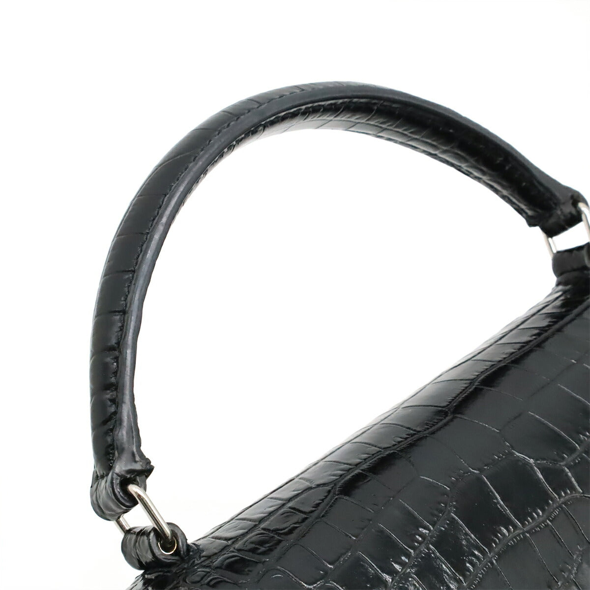 YSL Saint Laurent Paris Cassandra Croc 2Way Bag Leather Embossed Travel Bag