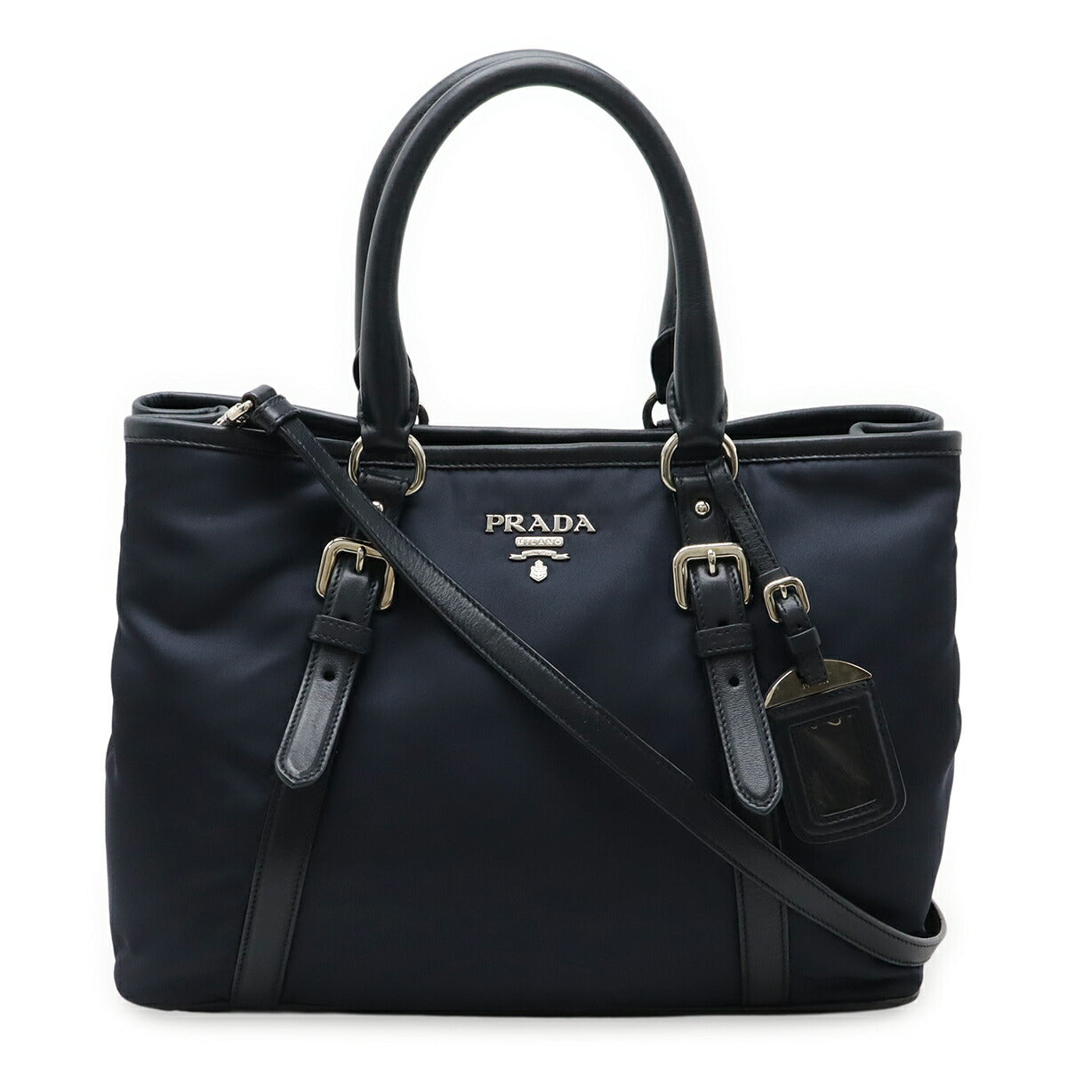 Prada 2Way Handbag Leather Nylon Travel Bag Leather 2Way Handbag