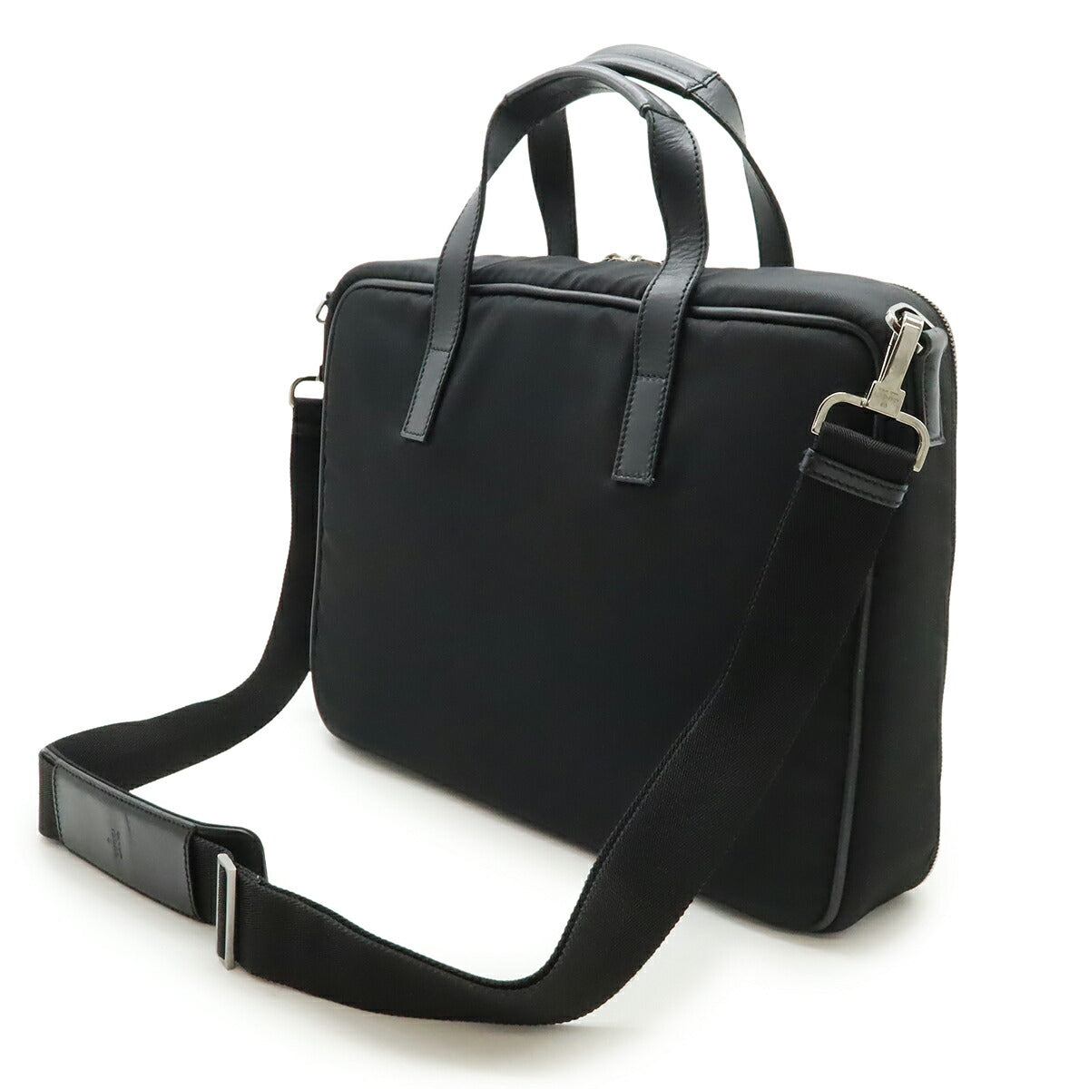 Gucci Plate 2Way Briefcase Handbag Canvas Nylon Travel Bag