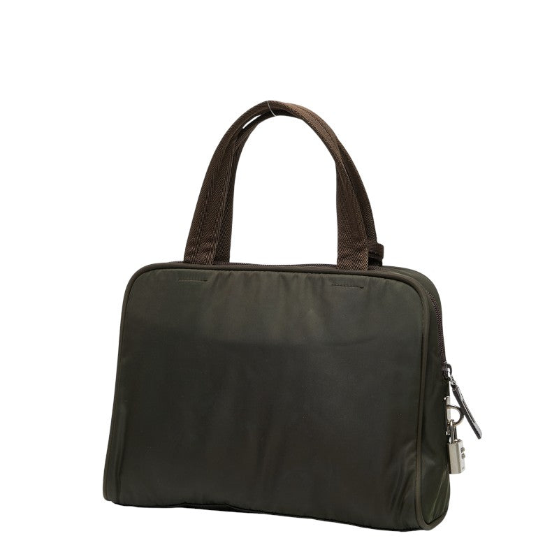 Prada Triangle Handbag Leather Nylon Logo Travel Bag
