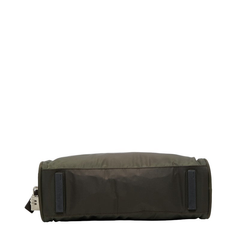 Prada Triangle Handbag Leather Nylon Logo Travel Bag