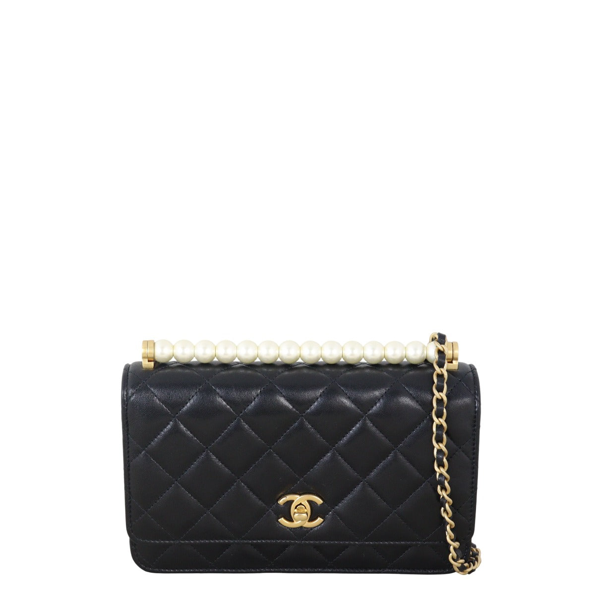 Chanel Chic Pearls Wallet on Handbag Quilted Black Crossbody Bag