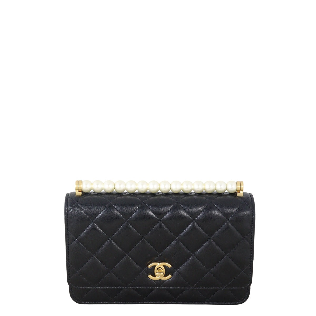 Chanel Chic Pearls Wallet on Handbag Quilted Black Crossbody Bag