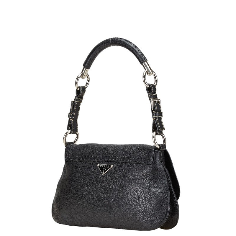 Prada Triangle Plate Shoulder Bag Leather Logo