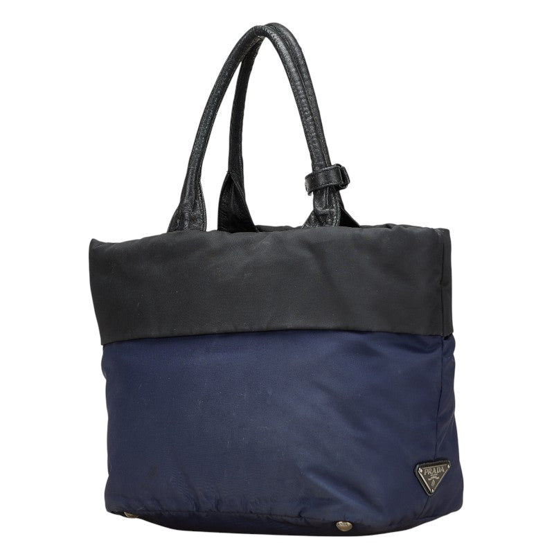 Prada Tessuto Double Handbag Leather Nylon Travel Bag