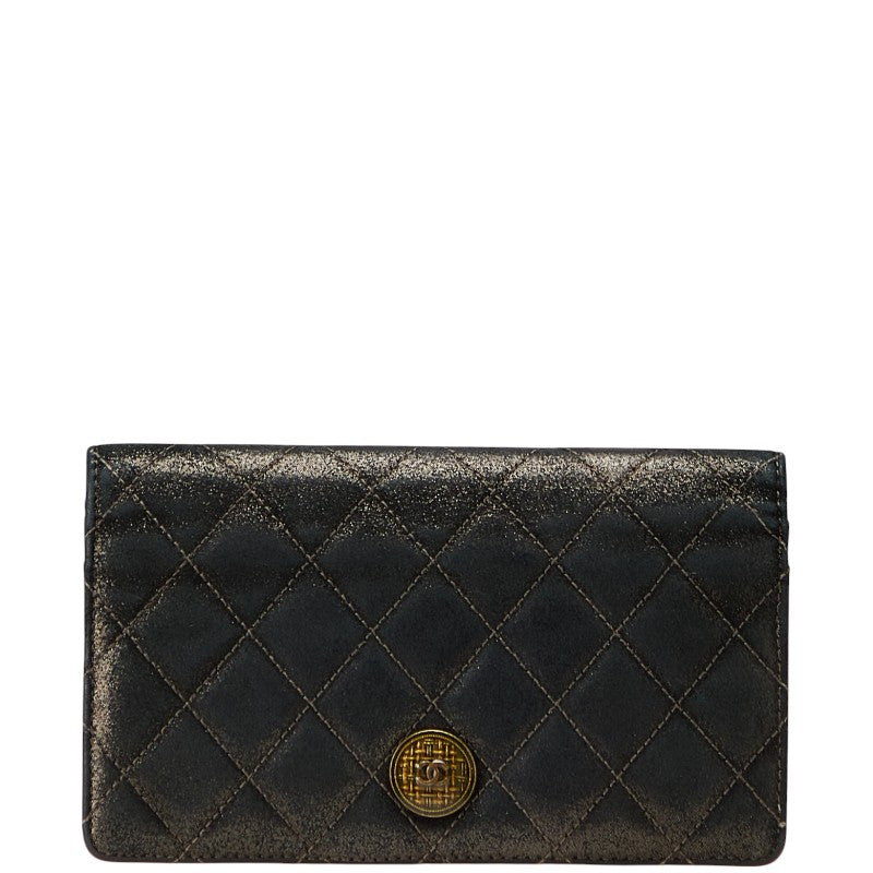 Chanel Coco Mark Matelasse Leather Long Wallet