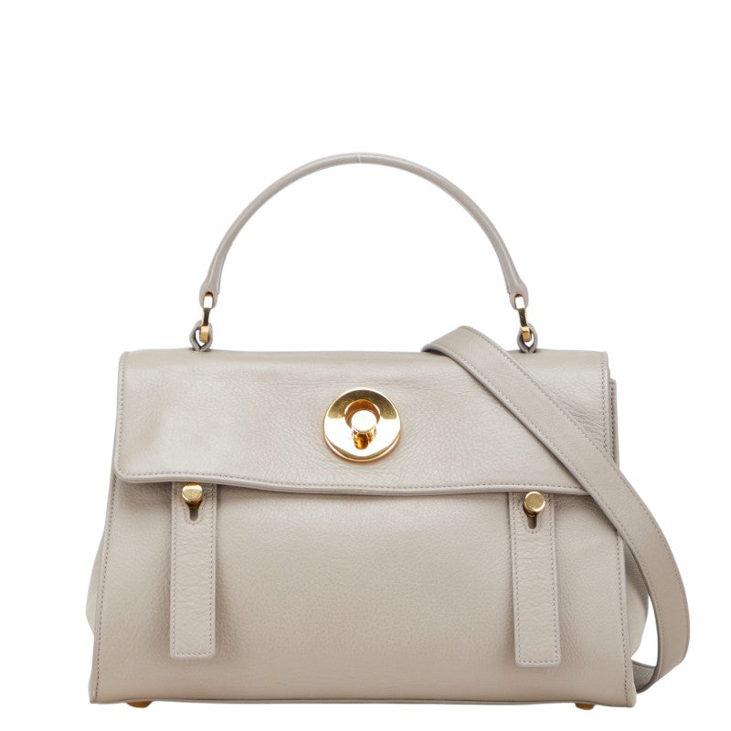 YSL Saint Laurent Two 2Way Bag Leather Canvas Travel Bag
