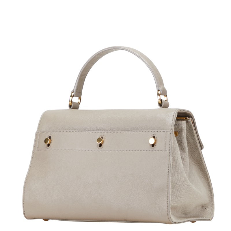 YSL Saint Laurent Two 2Way Bag Leather Canvas Travel Bag