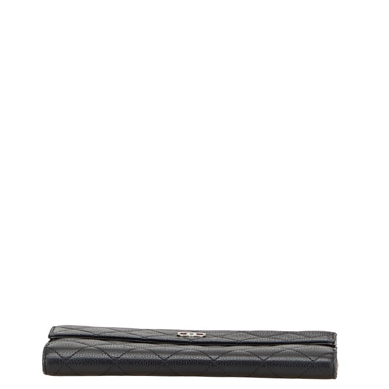 Chanel Coco Mark Matelasse Caviar Skin Long Wallet