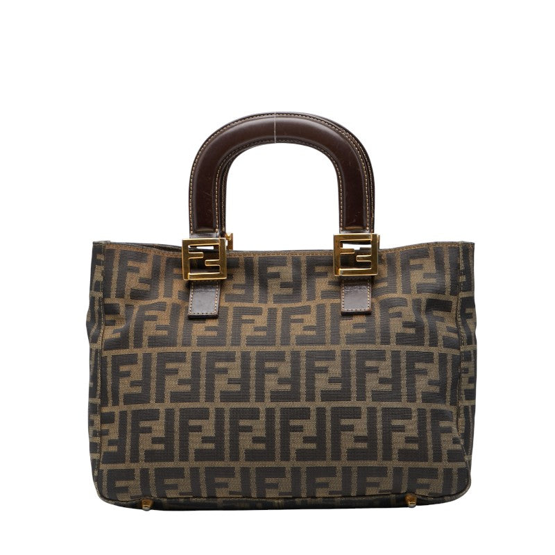 Fendi Zucca Handbag Leather Canvas Travel Bag Leather Handbag 2