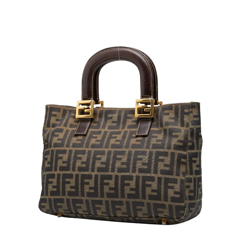 Fendi Zucca Handbag Leather Canvas Travel Bag Leather Handbag 2