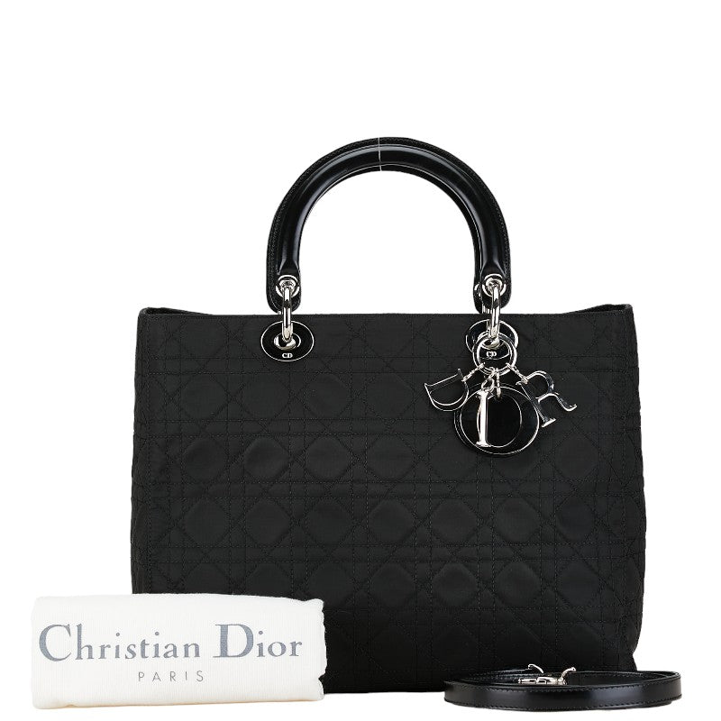 Dior Lady Cannage Cotton 2Way Bag Leather Travel Bag