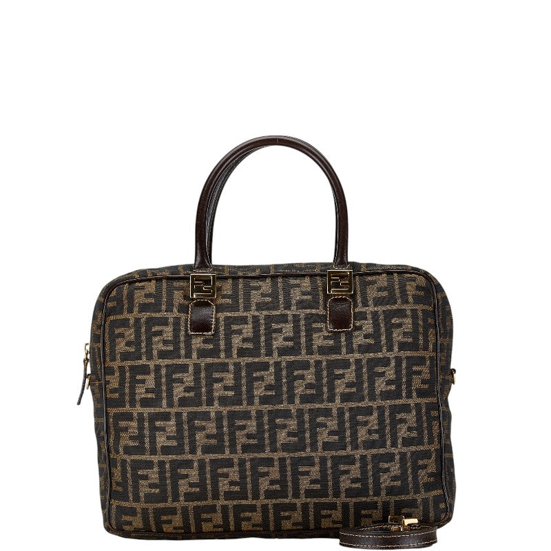 Fendi Zucca 2Way Bag Leather Canvas Travel Bag