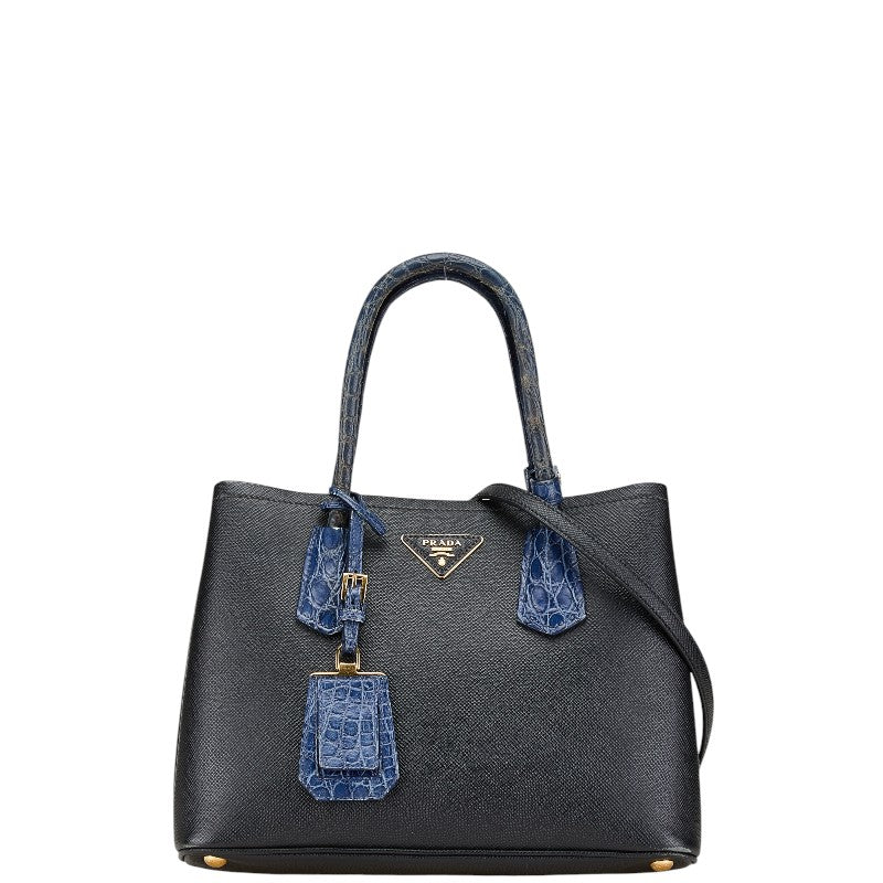 Prada Double Crocodile 2Way Bag Saffiano Travel Bag
