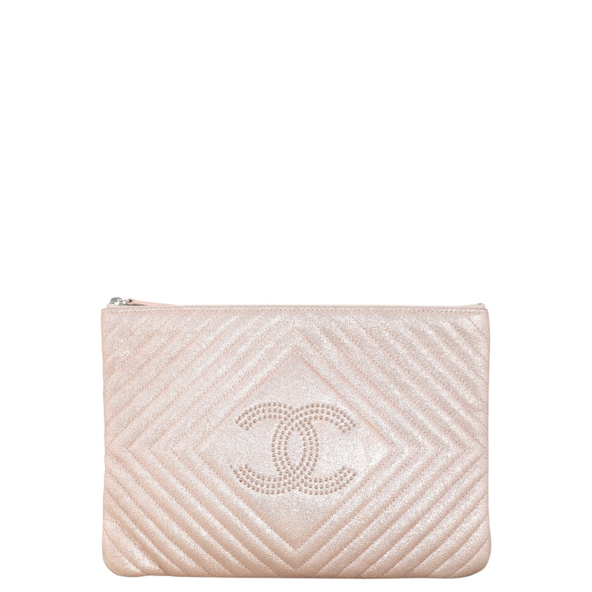 Chanel CC Studs Clutch Metallic Quilted Clutch Bag